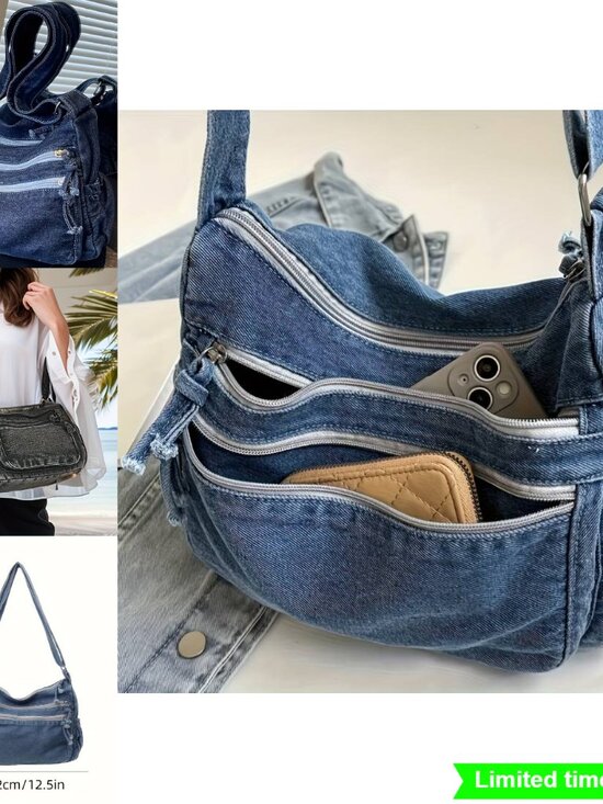 2pcs Set Slant Backpack with Metal Jewelry Large Capacity Adjustable Shoulder main image 8
